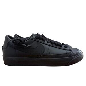 Nike Blazer Low Platform All Black Leather Sneakers DC4769 002 Women's US 5.5